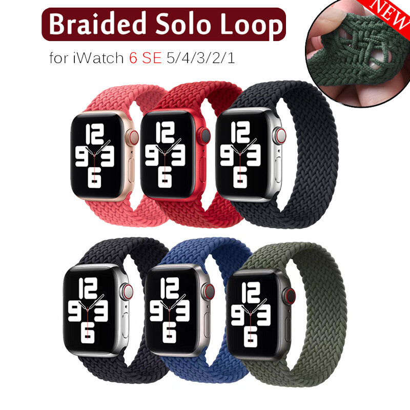 Dây đeo dây đeo solo loop bện cho apple watch series 7 6 se 1 2 3 4 5 38mm 40mm 42mm 44mm 41mm 45mm