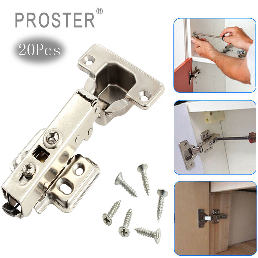 Proster 20 Cái Mềm Đóng Cửa Tủ Bếp Bản Lề Tự Đóng Thủy Lực Chậm Shut Clip-On Tấm 35 Mét
