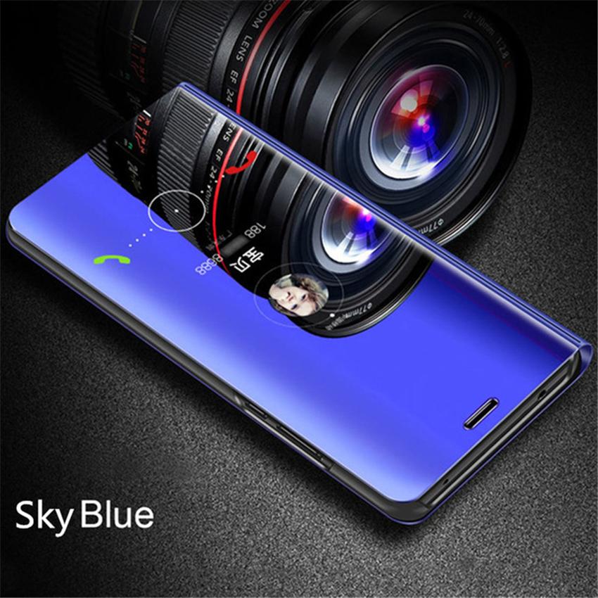 Gương sang trọng Bề Mặt Thông Minh Ốp Lưng Mỏng Gương Clear View Flip Da Đứng Bảo Vệ ốp Điện Thoại dành cho Samsung Galaxy Note 9
