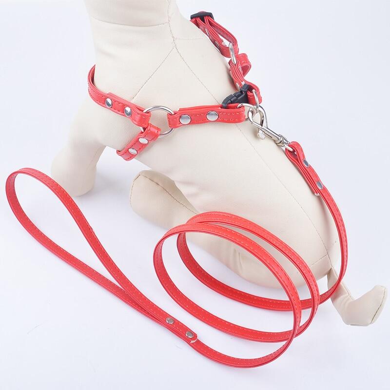 Áo gile Puppy Dog Harnesses Chì Thiết Lập Màu Đỏ Hồng Tím bằng da PU có
