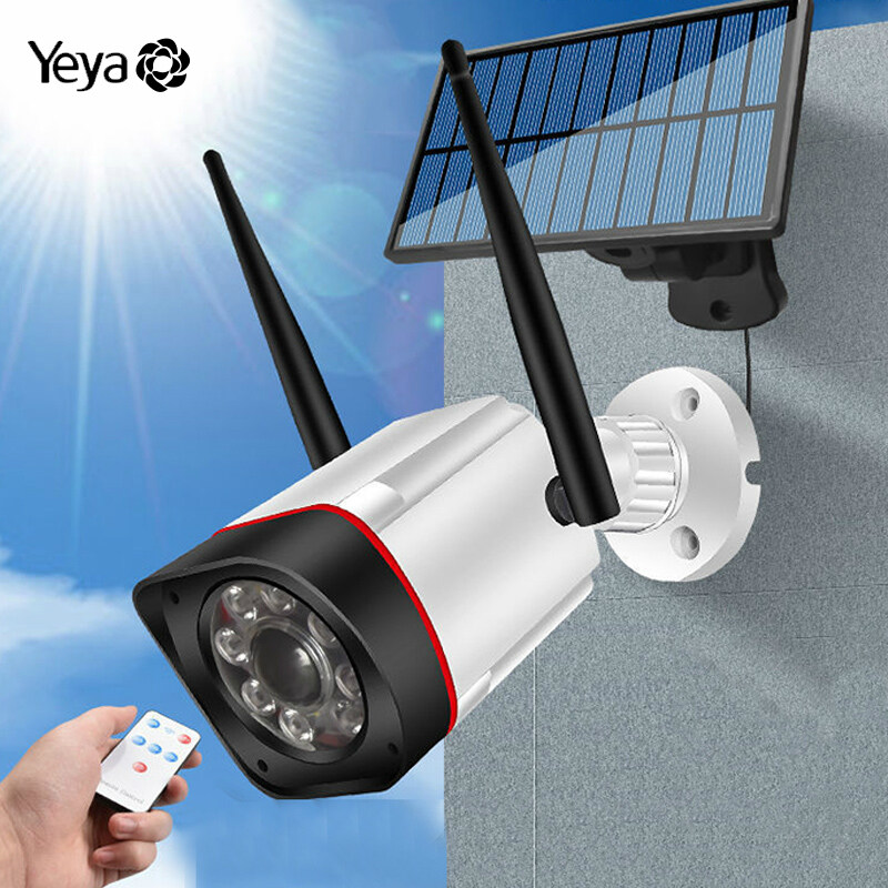 YEYA camera giám sát năng lượng mặt trời camera giám sát sân trong với ánh sáng hồng ngoại ánh sáng sân vườn Cảm ứng cơ thể con người đèn đường ngoài trời Máy ảnh tự động tối