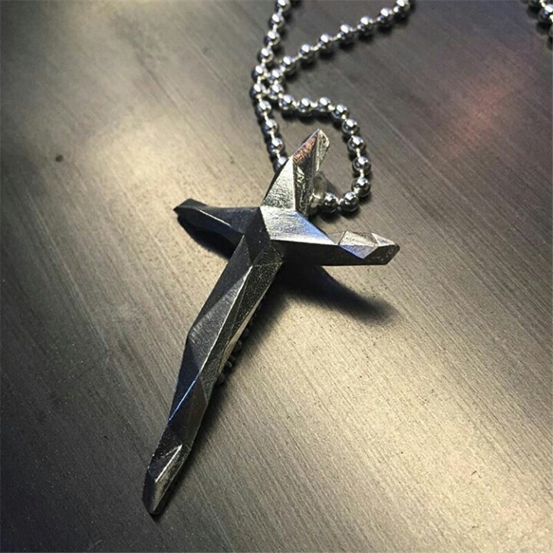 【Fire New】 Cross Necklaces amp; Pendants Mens Cross Pendant Necklace Stainless Steel Link Chain Choker Necklace Statement Jewelry colar