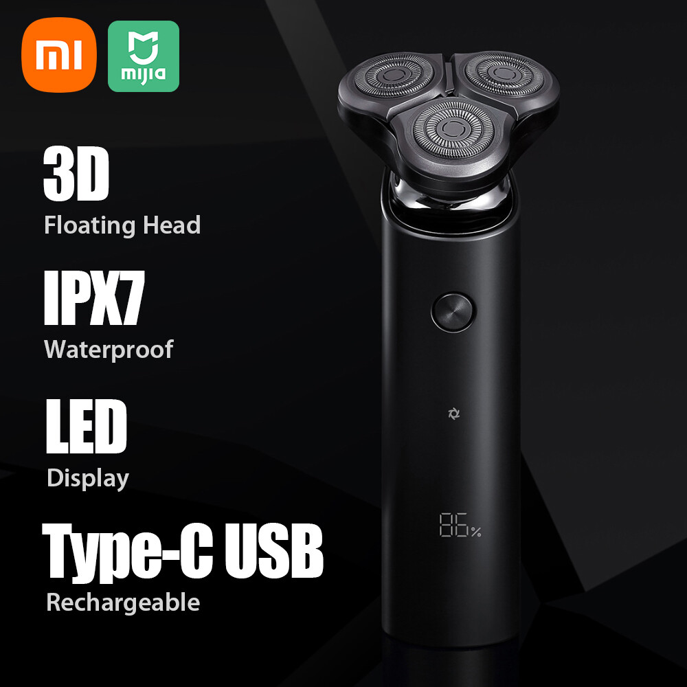 Máy Cạo Râu Điện Xiaomi Mijia, Máy Cạo Râu Nam Chống Nước S500 IPX7 Với Ba Lưỡi Dao Nổi Đầu Lưỡi Kép Khô Ướt Máy Cạo Râu Mặt Sạch Sẽ Thoải Mái Với Màn Hình LED