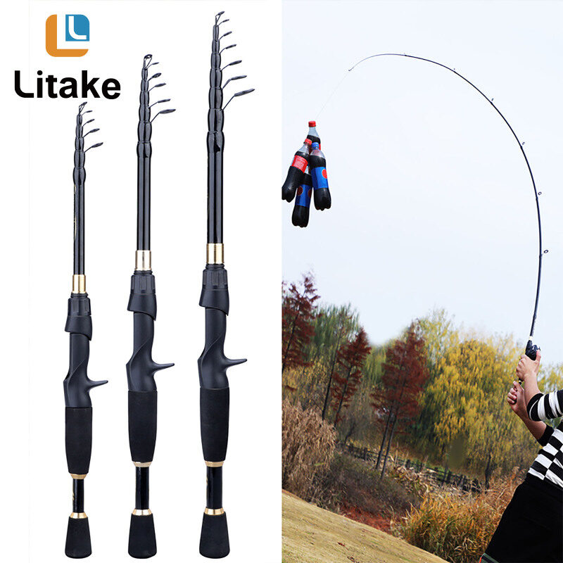 Po cần câu thu rút cần câu ngang máy đứng siêu nhẹ cần câu cá 1.8/2.1/2.4 sợi carbon siêu ngắn dụng cụ cần câu