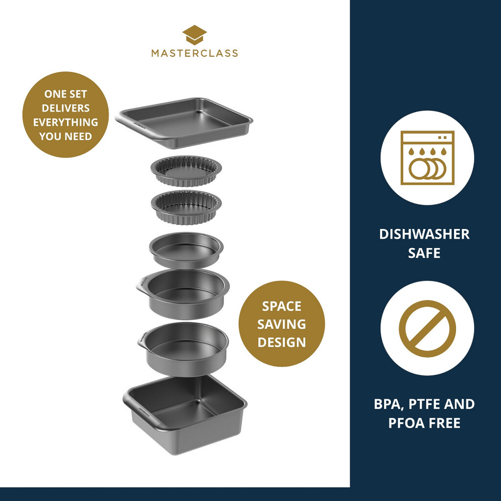 MasterClass Smart Space Non Stick Stackable Bakeware Set (7 Pcs) ภาชนะสำหรับทำขนม ราคา 2,755 บาท*ส่งฟรี
