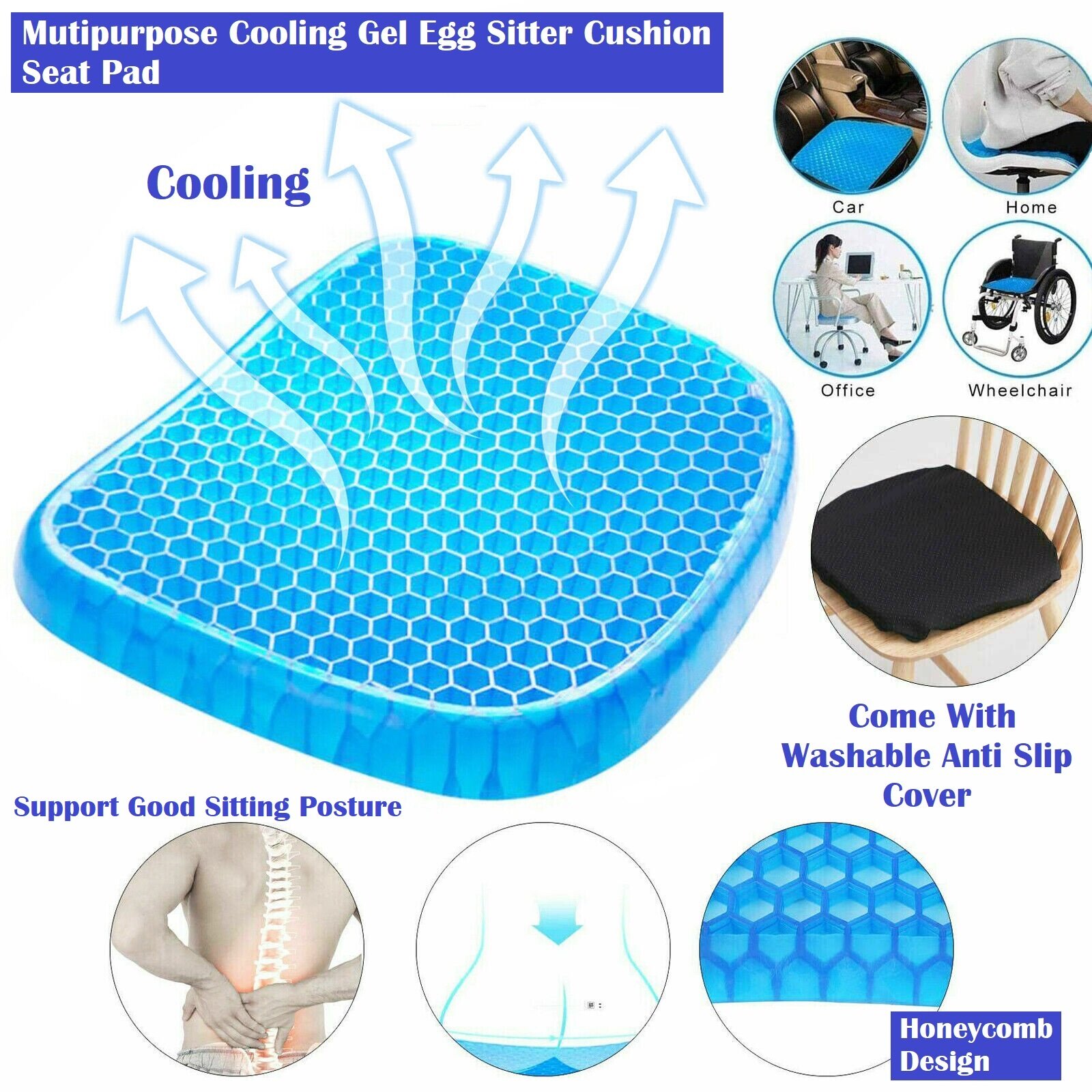 Đệm ngồi ghế đệm ngồi gel băng silicon cusion đệm hỗ trợ lưng hình tổ ong lưới làm mát 3d đệm ngồi silicon đệm ngồi ghế chơi game ăn uống văn phòng đệm ngồi gel xe hơi đệm ghế sofa đệm ngồi sàn đệm