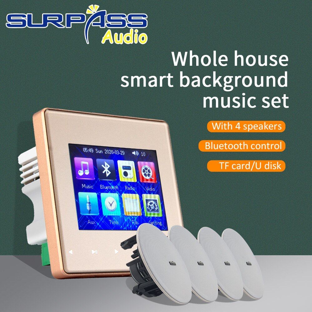 เครื่องขยายเสียงติดผนัง Bluetooth ปุ่มสัมผัส 4 Channel Amp รองรับ RS485 เพลงพื้นหลังบ้านอัจฉริยะพร้อมลำโพงเพดานสเตอริโอไฮไฟ 5.25 นิ้ว ราคา 8,322 บาท*ส่งฟรี