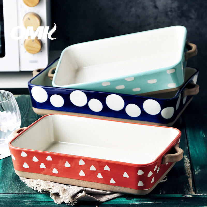 Omk bắc âu phong cách hình chữ nhật bakeware lò gốm bộ đồ ăn