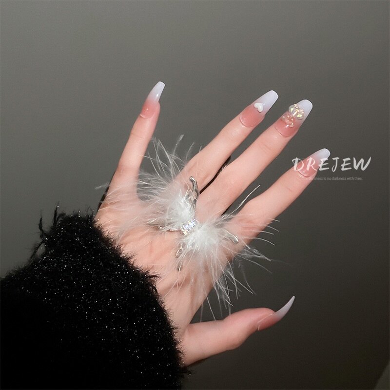 Drejew nhẫn joker drejew feather nhẫn bướm ins niche thời trang thiết kế cá tính sense index nhẫn đeo ngón tay tính tình đơn giản