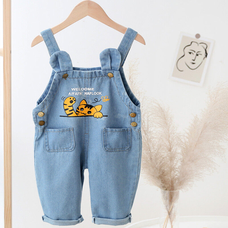 Quần yếm denim DIIMUU in hình hoạt hình dễ thương dành cho bé trai và bé gái sơ sinh - INTL
