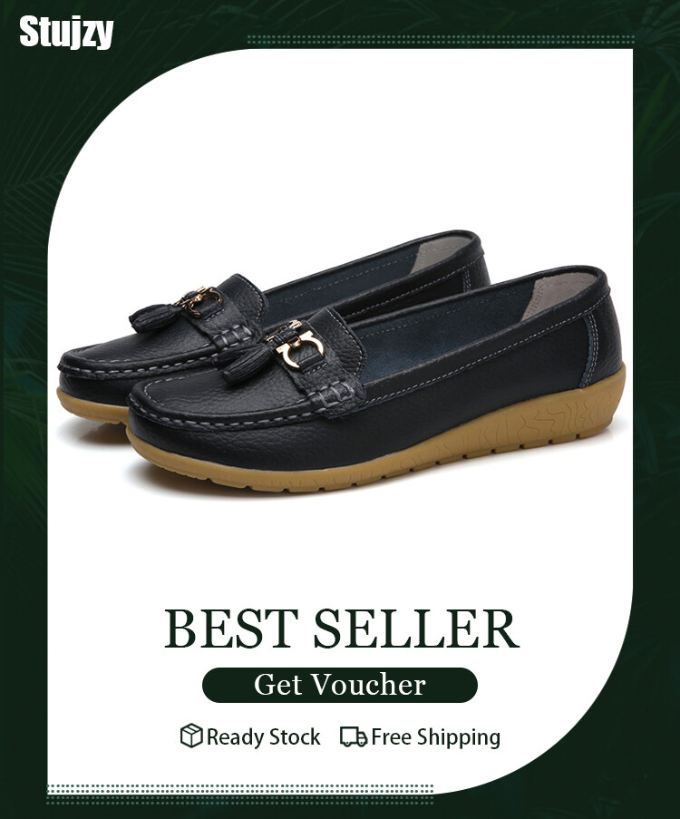Giày Lười Stujzy Cho Nữ, Giày Đế Bằng Bằng Bằng Da Thời Trang Cho Các Bà Mẹ, Giày Đế Bằng Thoải Mái