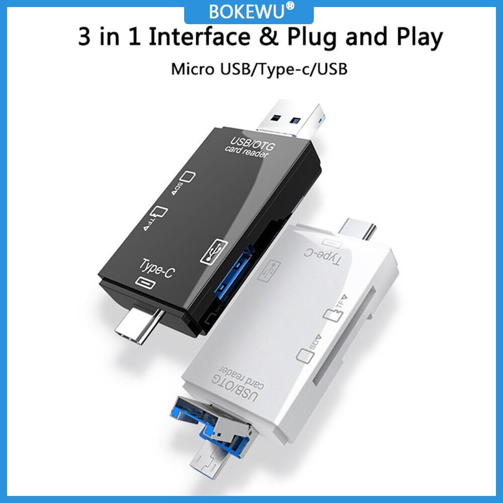 Bokewu đầu đọc thẻ usb 6 trong 1 đầu đọc thẻ micro sd tf tốc độ cao đầu đọc thẻ otg bộ nhớ micro usb type c usb c