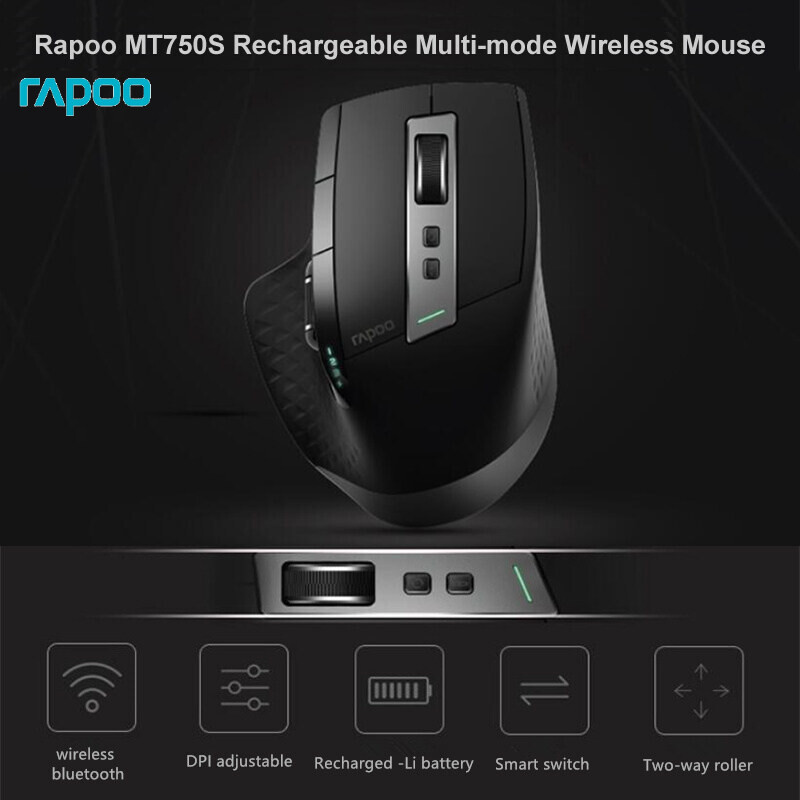 Chuột Không Dây Có Thể Sạc Lại Rapoo, Dành Cho Win PC/Điện Thoại Android, Chuyển Đổi Giữa Bluetooth 3.0/4.0/RT 2.4G Kết Nối Với 4 Thiết Bị