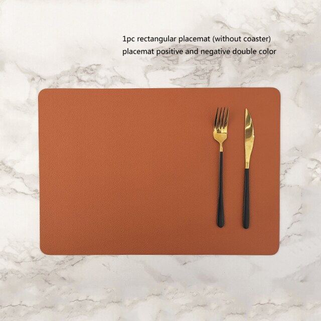 Nordic หนัง Placemats อุปกรณ์กันน้ำบนโต๊ะอาหารโรงแรมร้านอาหาร Placemat สร้างสรรค์แผ่นเสื่อห้องครัวอุปกรณ์เสริม