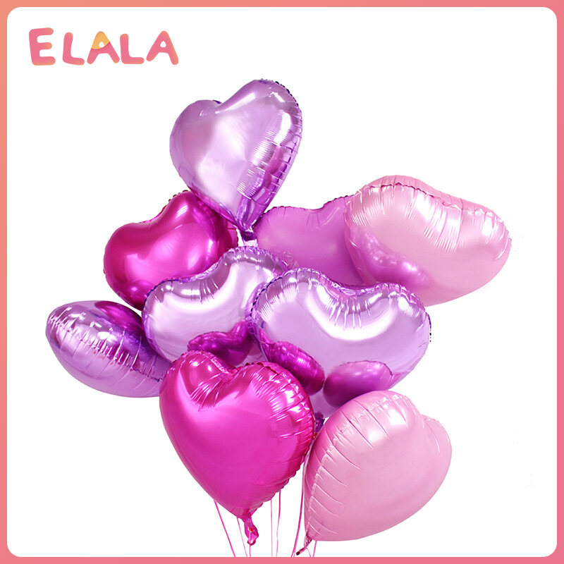 【ELALA】 Bong Bóng Màng Nhôm Hình Trái Tim 10 Inch Bong Bóng Nhôm Trang Trí Và Sắp Xếp Đám Cưới Bong Bóng Tình Yêu, Sinh Nhật Phòng Cưới