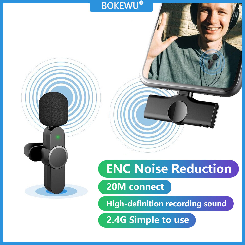 Bokewu micro lavalier không dây micro ghi âm video âm thanh di động để phát sóng trực tiếp micro điện thoại chơi game