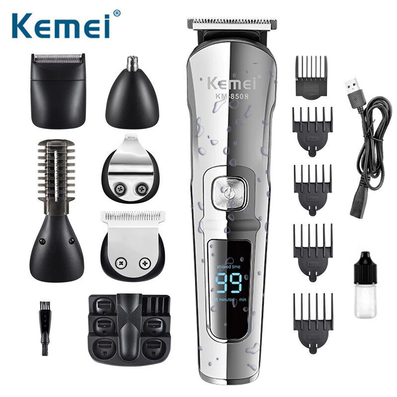 Tông đơ cắt tóc chuyên nghiệp kemei không thấm nước 6 trong 1 tông đơ cắt tóc km-8508 máy cắt tóc điện máy cạo râu cơ thể đàn ông cắt tóc mũi râu tông đơ cắt tóc khắc lông mày