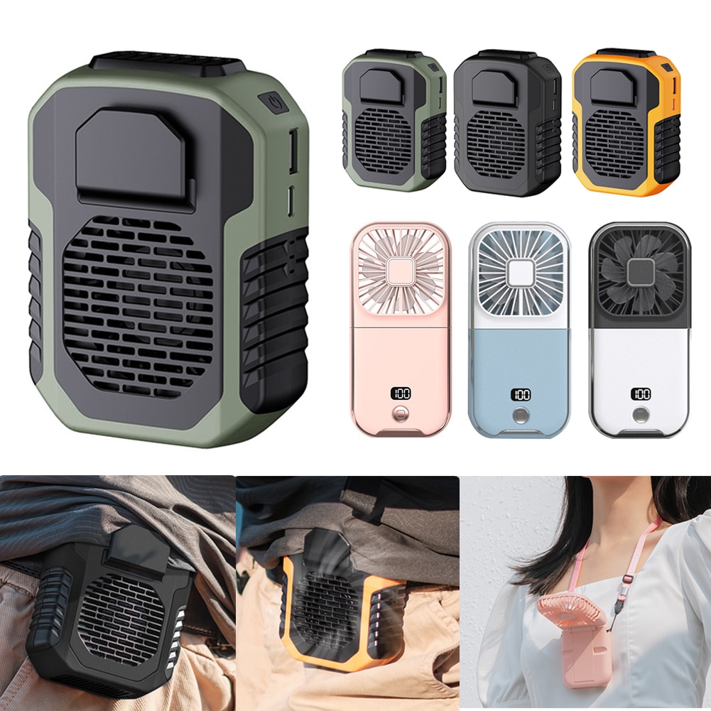 Portable Waist Fan Hanging Neck USB Air Conditioning Mini Fan Exhaust Fan Outdoor Sports Air Conditioning Cooling Cip Neck Fan