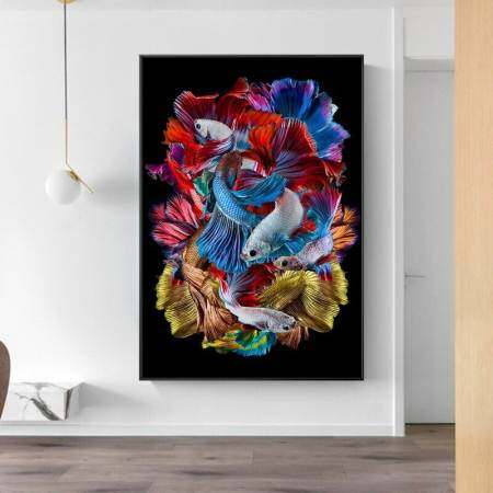 Betta Fish Canvas Wall Art - Red Koi Carp Print