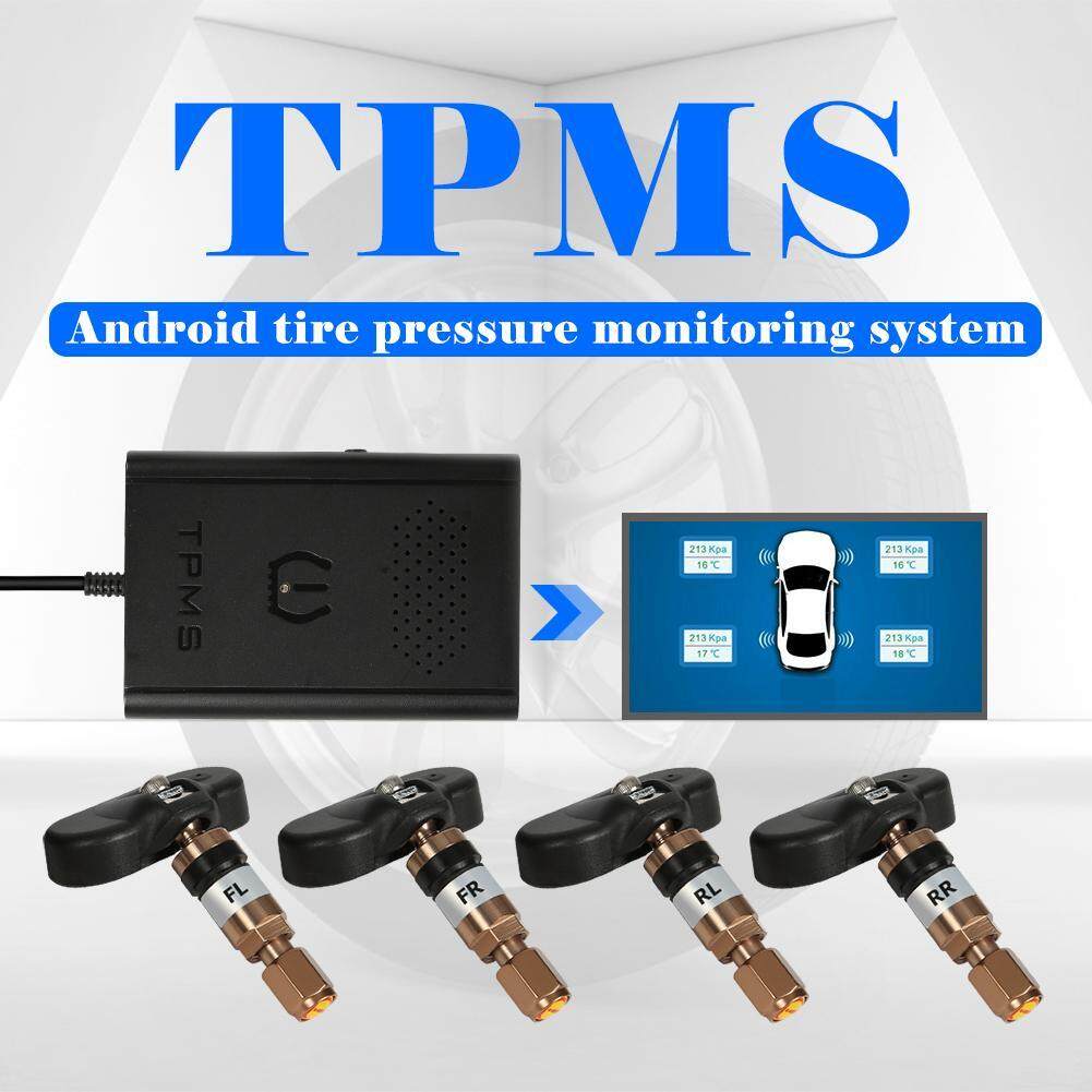 USB Android รถ TPMS ความดันยางระบบควบคุม 4 เซ็นเซอร์ภายใน