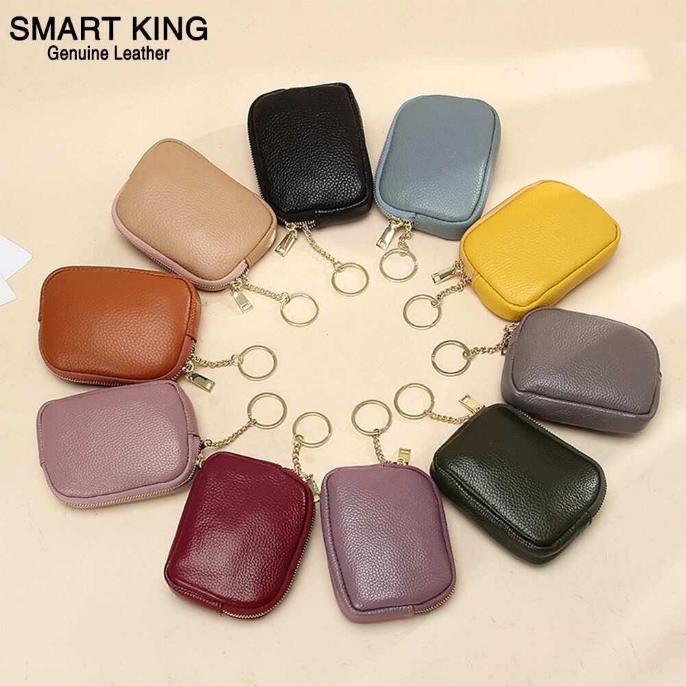 Smart King Mới Thời Trang Ví Ngắn Ví Dành Cho Phụ Nữ Cô Gái Da Bò Thật Túi Ly Hợp Thẻ Đa Năng Clip Túi Đựng Tiền Xu