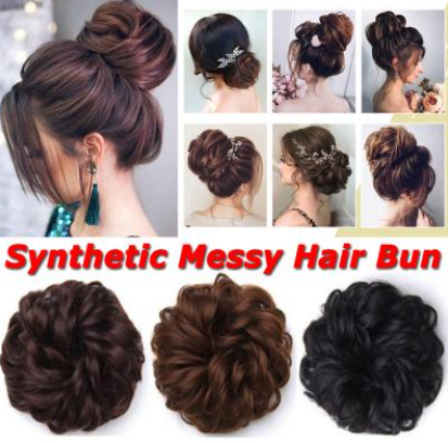 Phụ Nữ Đen Xoăn Băng Cao Su Dây Rút Hairpieces Dây Chun Tóc Lộn Xộn Búi Tóc Tóc Tổng Hợp Tóc Xoăn