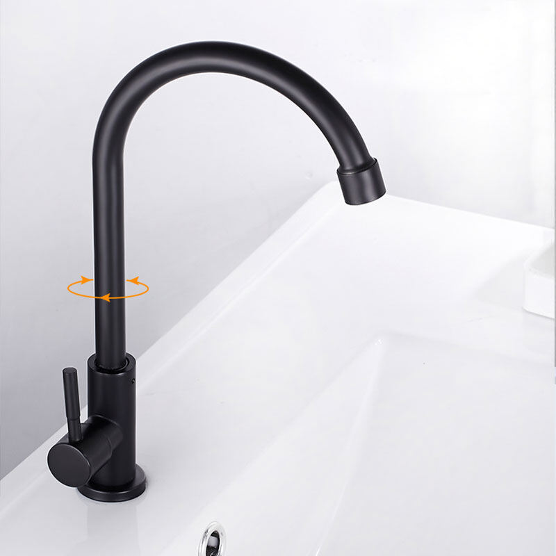 ZOOKV Danh Thiếp Bằng Thép Đen Không Gỉ SUS304 Ban Công Vòi Nước Nhà Bếp Trụ Cột Bồn Rửa Vòi Nước Lạnh Đơn Vòi Nước L11B