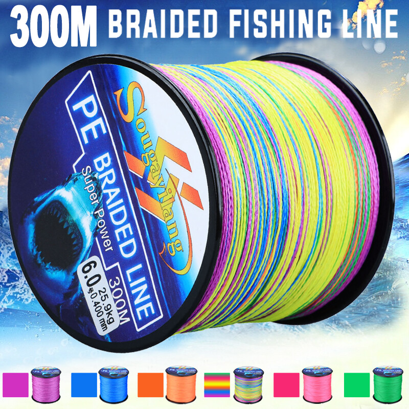 Dây Câu 300M/328YDS 6 Màu Dây Cước Câu Cá Dây Câu S 4-Sợi PE Ống Cuộn Câu Cá Kiểu Spinning Dây Bện