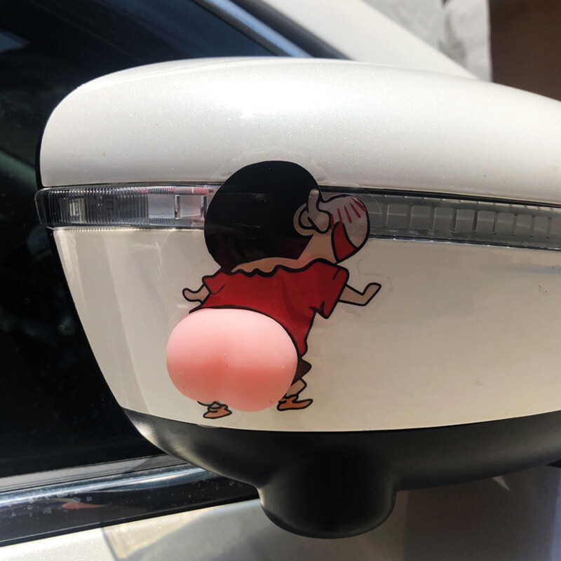 【YIDEA HONGKONG】 2 Cái/bộ Crayon Shin Chan Xe Nhãn Dán Silicone Xe Dán Phim Hoạt Hình Xe Cửa Hàng Cạnh Bảo Vệ Mông Bảo Vệ Sticker