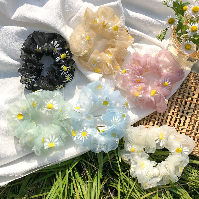 Dây buộc cao su Cô Gái Đàn hồi tóc băng buộc đầu vòng Daisy Băng Đô Cài Tóc có bông hoa tóc đuôi ngựa Phụ kiện tóc nữ ban nhạc