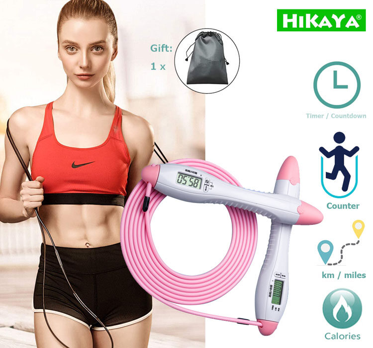 Dây nhảy đếm kỹ thuật số nature star, dây nhảy thể dục thể thao có thể điều chỉnh, nhảy dây với chế độ calories miles/hẹn giờ/thiết lập trọng lượng cho trẻ em và người lớn