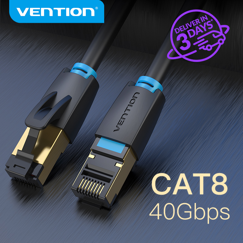 Vention cáp ethernet cat8 rj45 sftp cáp lan 40gbps siêu tốc vàng đầu nối mạ mạng cáp internet cáp 1m 2m 3m 5m 10m 20m cho pc internet router modem mèo 8 cáp ethernet dây cáp