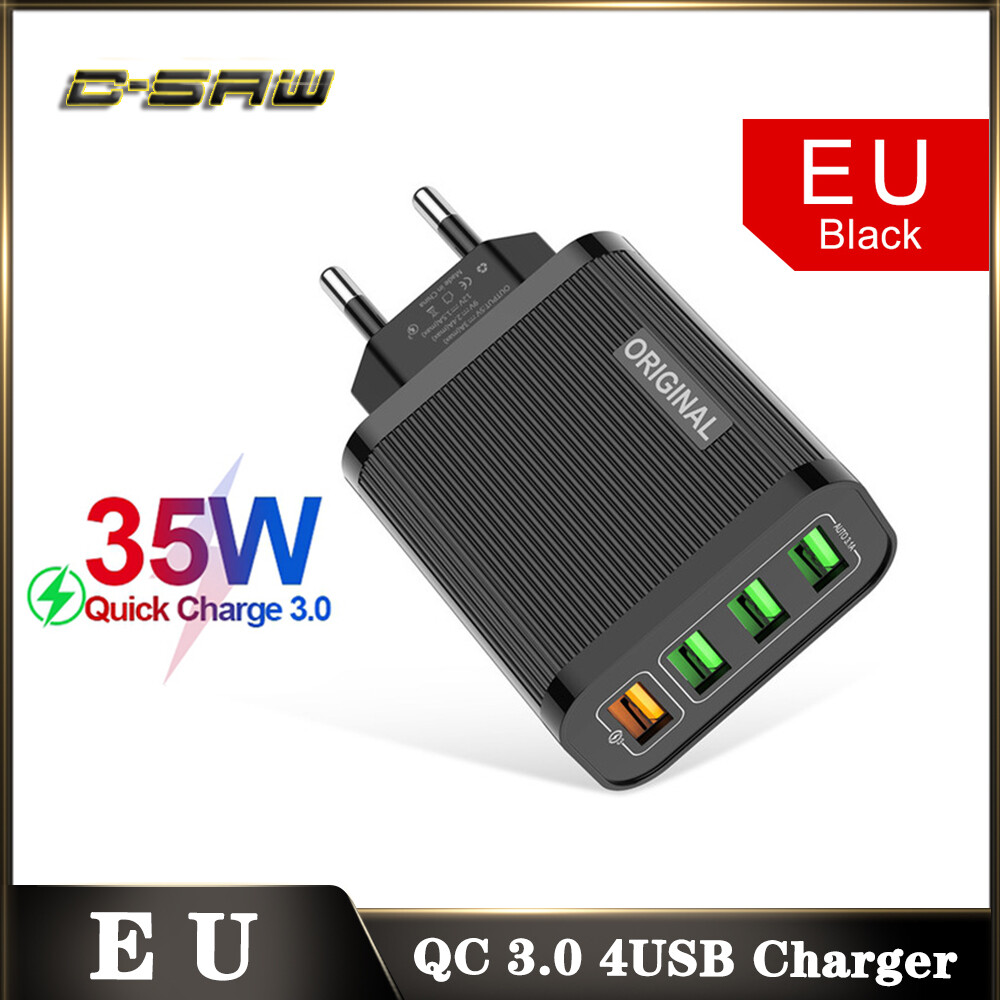 C-SAW 35W Sạc Nhanh 3.0 4.0 QC Sạc EU 4 Cổng USB Màu Bộ Sạc Gắn Tường USB Sạc Nhanh Cổng Sạc Du Lịch Tiện Lợi Bộ Chuyển Đổi Phích Cắm EU Cho Iphone 11 Pro Max iPhone X XR Samsung Vivo Xiaomi Huawei OPPO Redmi Note 9S