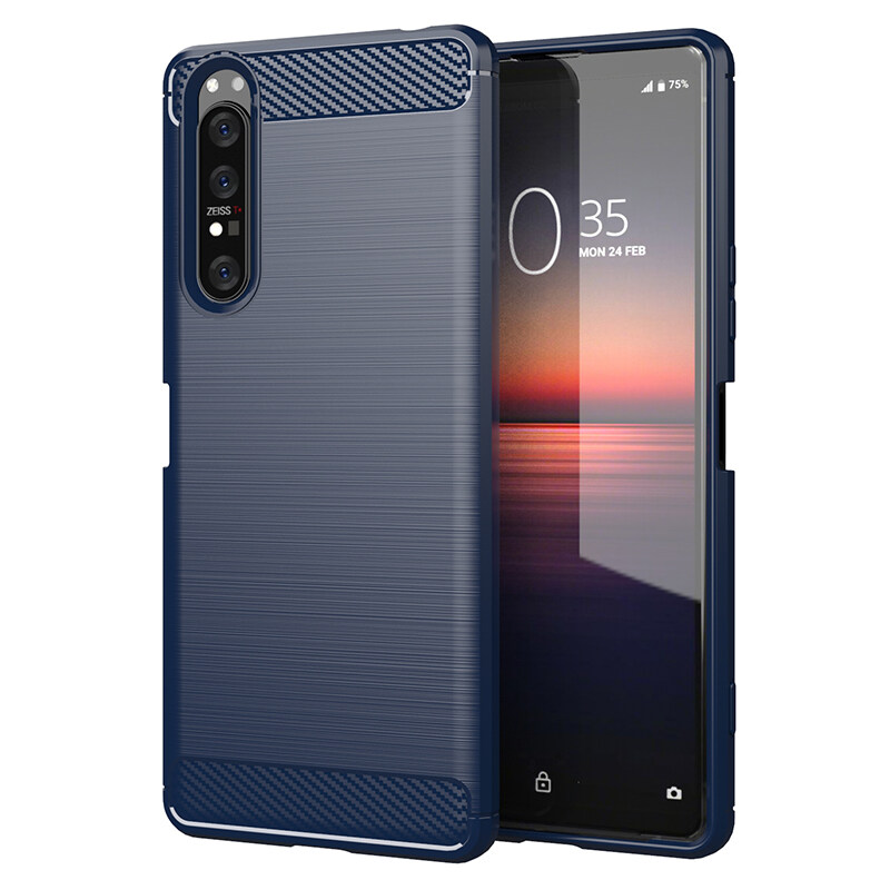 Ốp Cho Sony Xperia 1 II Ốp Lưng Sony Xperia1II Bằng Sợi Carbon TPU Silicon Mềm Ốp Điện Thoại Giáp