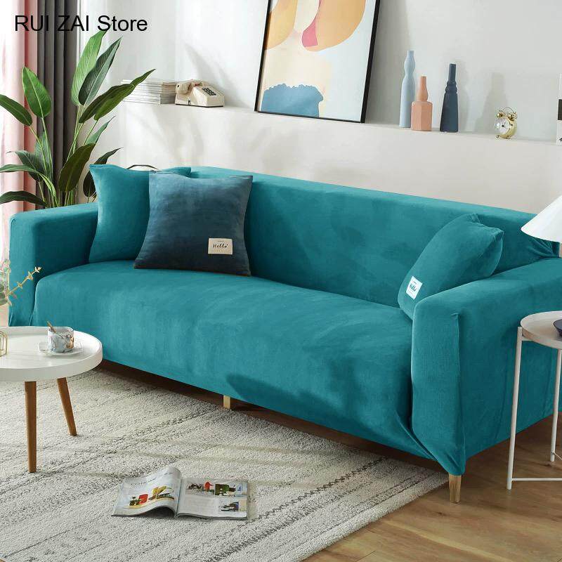 Đàn hồi màu trơn mới sofa nhung bìa cho phòng khách bao gồm tất cả căng 1