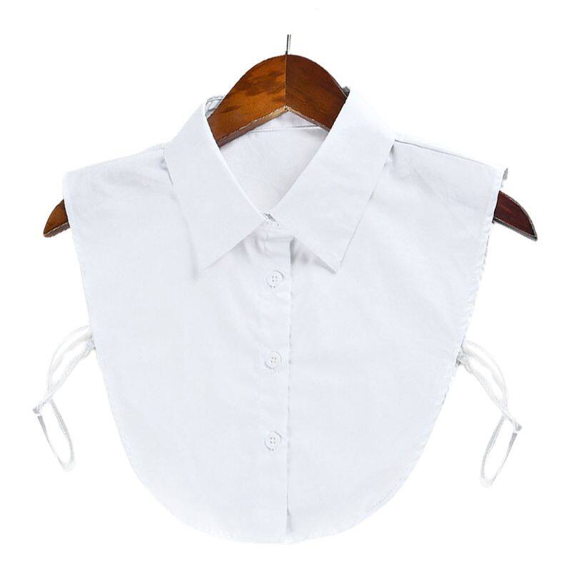 Phụ kiện quần áo cổ giả cotton, áo sơ mi nữ có thể tháo rời màu trơn có thể điều chỉnh áo cánh