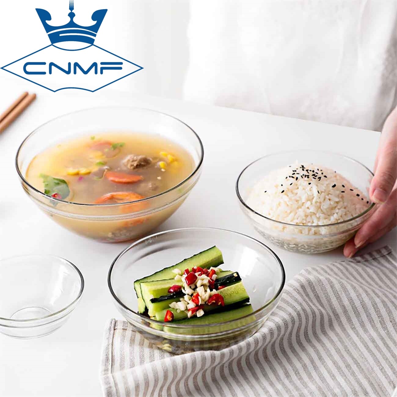 CNMF 1 Chiếc Bát Tráng Miệng, Kính Bát Salad Rõ Ràng Trái Cây Tráng Miệng Bộ Đồ Ăn, Năm Kích Cỡ Khác Nhau