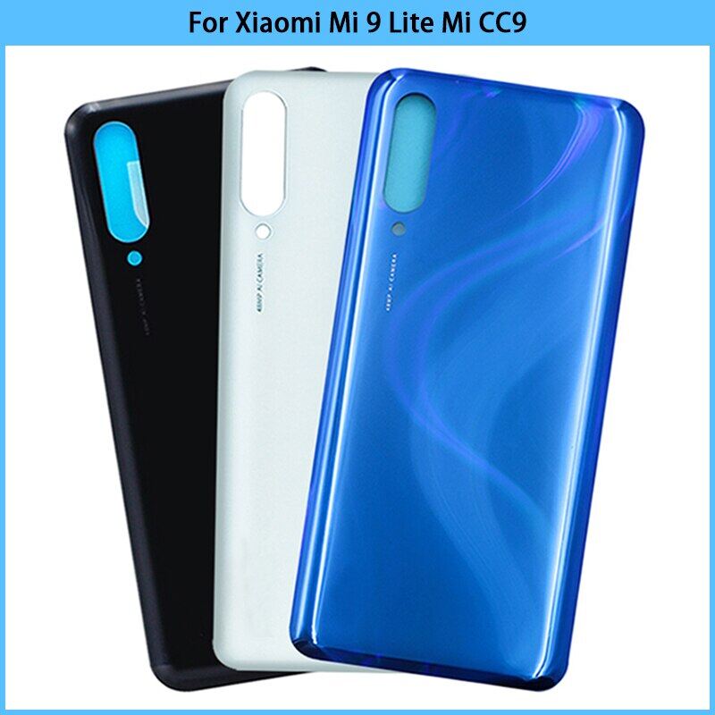 Mới cho thích hợp cho xiaomi mi 9 lite ốp lưng pin bìa 3d bảng kính cửa sau mi cc9 chất lượng cao vỏ ngoài với chất kết dính thay thế