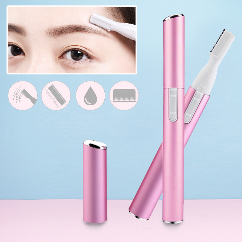 Mini Điện Cắt Tóc Tông Đơ Mặt Lông Mày Máy Cạo Lông Nữ Không Đau Pin Di Động Phụ Nữ Tẩy Lông