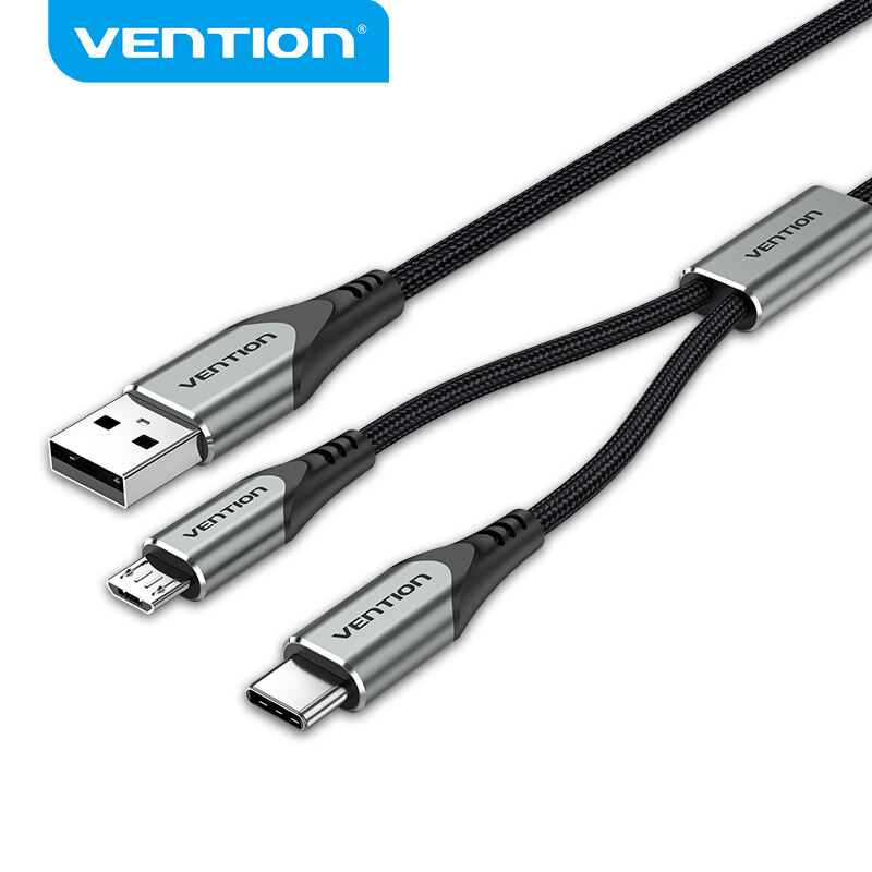 Vention USB C Cable USB to Type C Micro B Male to Male 2 in 1 Cable Type C