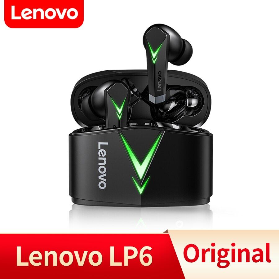 Lenovo lp6 Tai nghe chơi game E-thi đấu thể thao tai nghe gắn tai nghe nhạc không dây Buletooth Tai nghe chế độ kép tai nghe Tai nghe điện thoại không dây