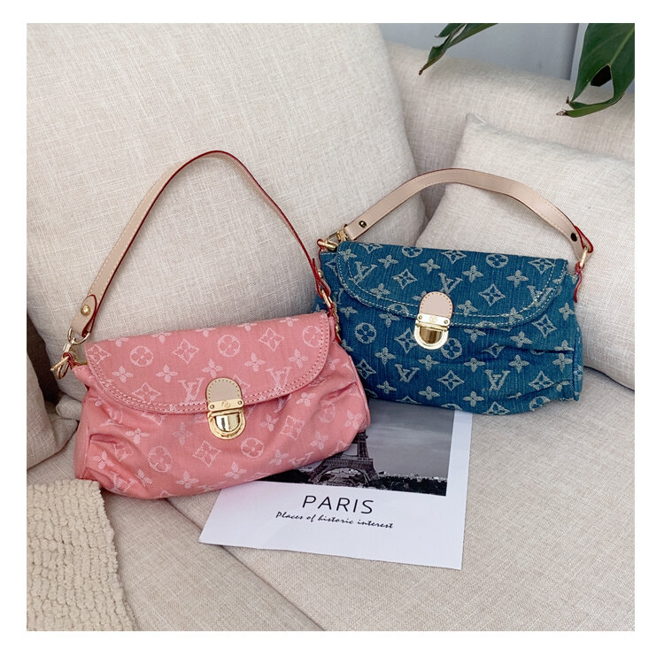 LV Denim Fabric Sling Bag Saddle Bag 