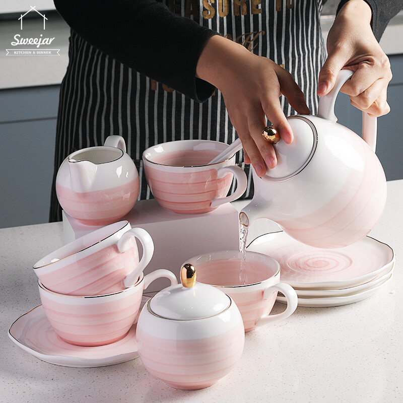 Sweejar Trà Sứ Bộ Ly Chiếc Đĩa Muỗng Trà Với Ấm Trà Lọ Đựng Đường Kem Bình Bộ Lọc Trà Cho Trà/Cà Phê Buổi Chiều Tiệc Trà Quà Tặng