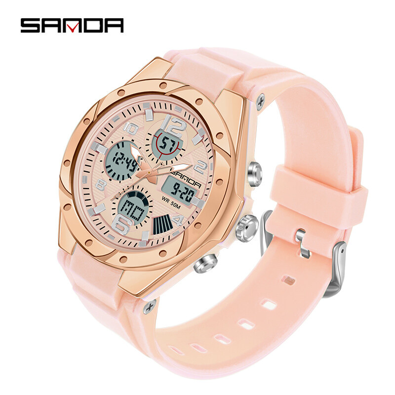 Sanda Ladies Watch Trendy Fashion Outdoor Sports Multifunctional Waterproof Electronic Watch 6062-11 ราคา 280 บาท*ส่งฟรี