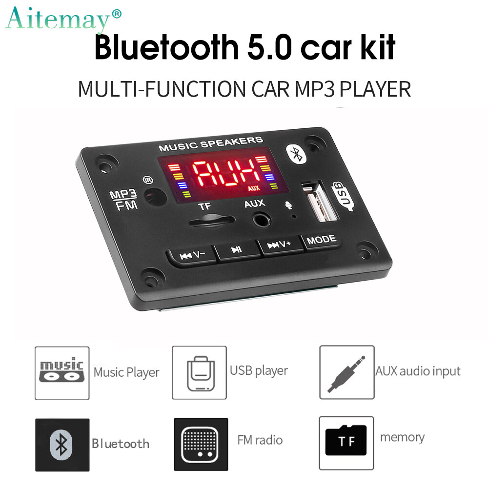 Aitemay Bo Mạch Giải Mã MP3 Bluetooth 5.0 Mô-đun Giải Mã Âm Thanh DC 5V MP3 WMA WAV APE Có Ghi Âm Cuộc Gọi USB TF FM Điều Khiển Từ Xa