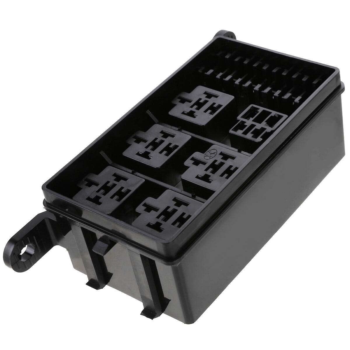 12-Slot Relay Box 6 Relays 6 ATC/ATO Fuses Holder Block + Metallic Pins For Automotive Accessories