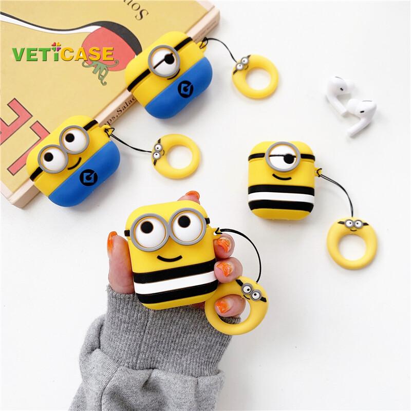 Ốp Tai Nghe Minion Yellow Man Dễ Thương Dành Cho Apple AirPods Pro AirPods 1 2 3 Ốp Silicon Mềm Túi Đựng Vỏ Hộp Đựng Tai Nghe, Phụ Kiện AirPod Bảo Vệ Màu Vàng Xanh Đen Trắng