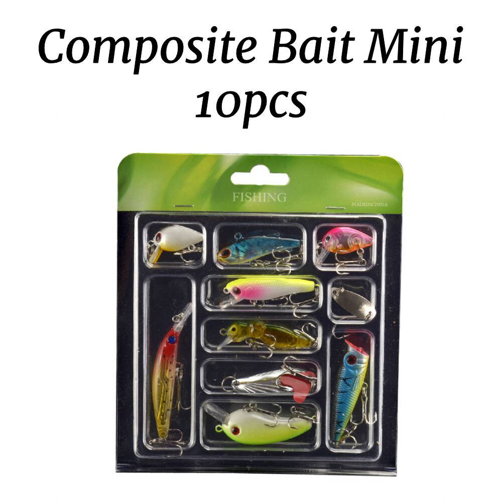 Redwokea 10Pcs Thiết Lập Mini Lure Bộ Mồi câu Minobo Nướng Vib Sequins Mũm Mĩm mồi giả Bionic mồi giả mồi câu cứng Đồ Câu Cá