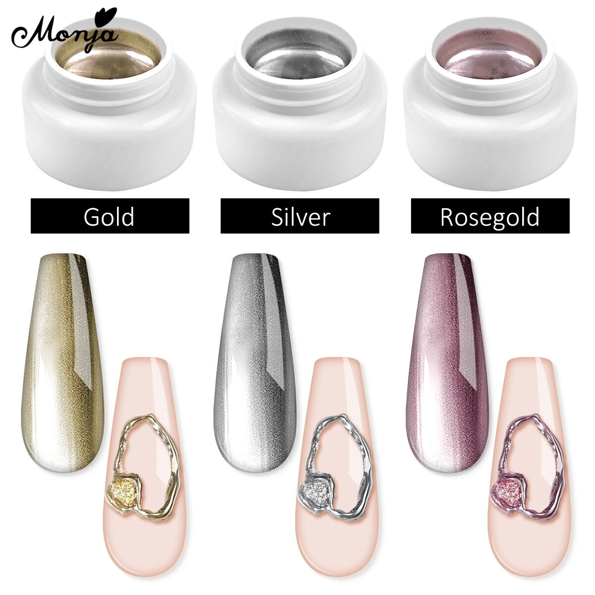 Monja gel sơn kim loại nghệ thuật làm móng 5ml màu vàng hồng bạc vẽ hoa 3d sơn gel màu ngâm dụng cụ làm móng tự làm