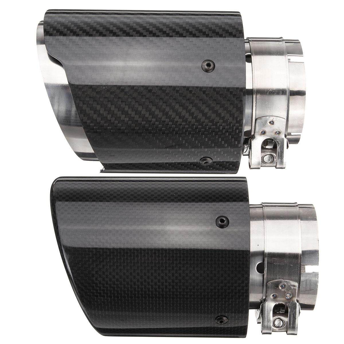 Generic 2 PCS 66mm101mm Universal Carbon Fiber Car Auto Exhaust Pipe